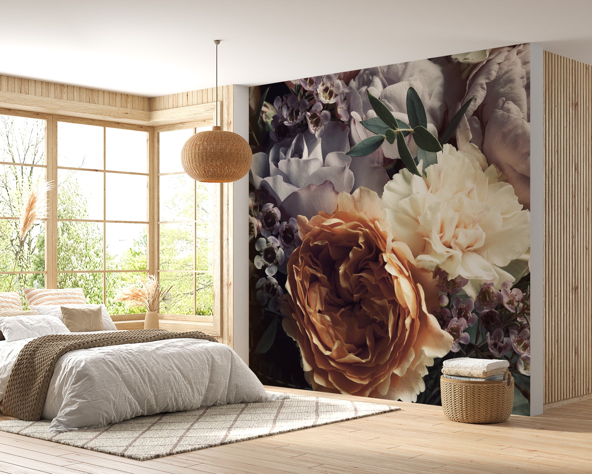 Dark Large Sized floral wallpaper mural - Giffywalls