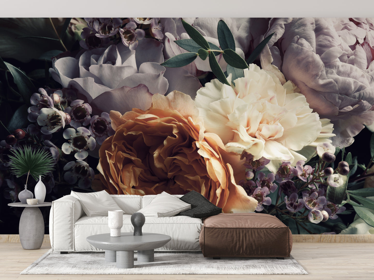 Dark Large Sized floral wallpaper mural - Giffywalls