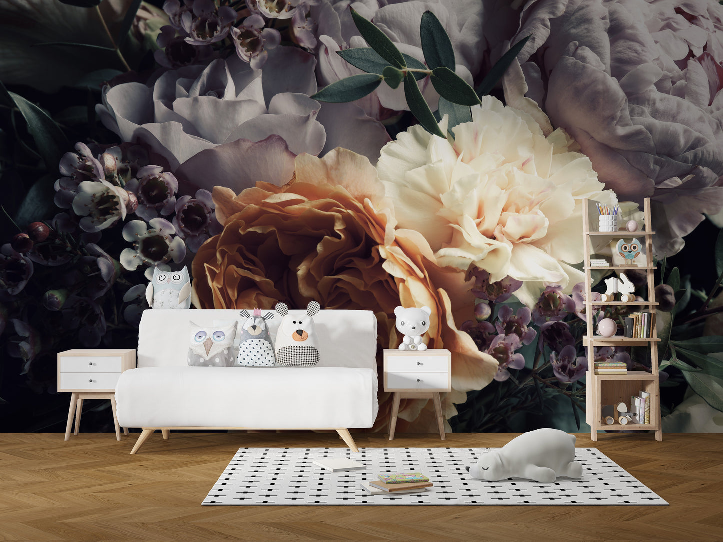 Dark floral wallpaper for elegant wall decor
