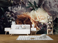 Dark floral wallpaper for elegant wall decor
