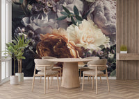 Bold floral wallpaper mural for dramatic interiors
