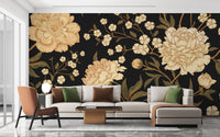 Dark Peony Flowers Wallpaper Murals - Giffywalls