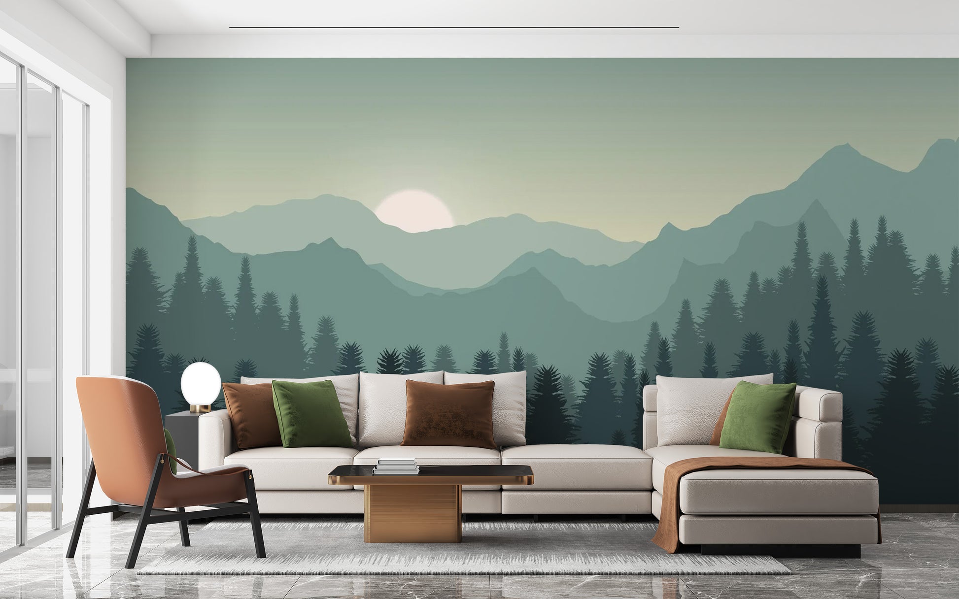Dark Sunset Mountains Wallpaper Mural - Giffywalls