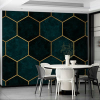 Modern teal and gold geometric wallpaper

