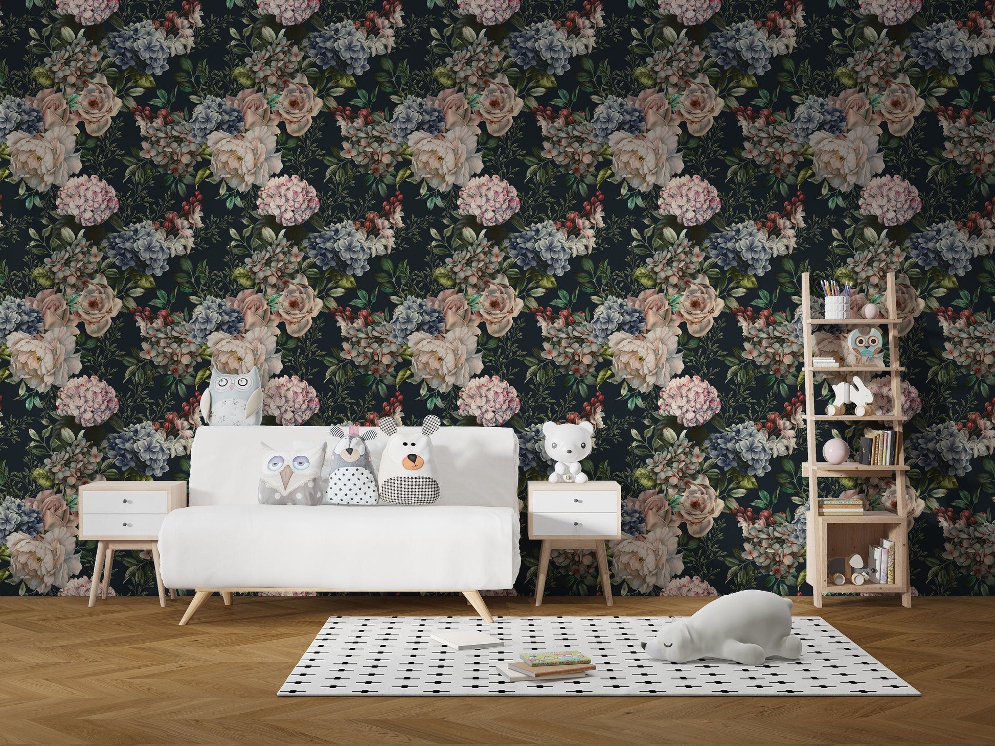 Chic Dark Flower Wall Covering