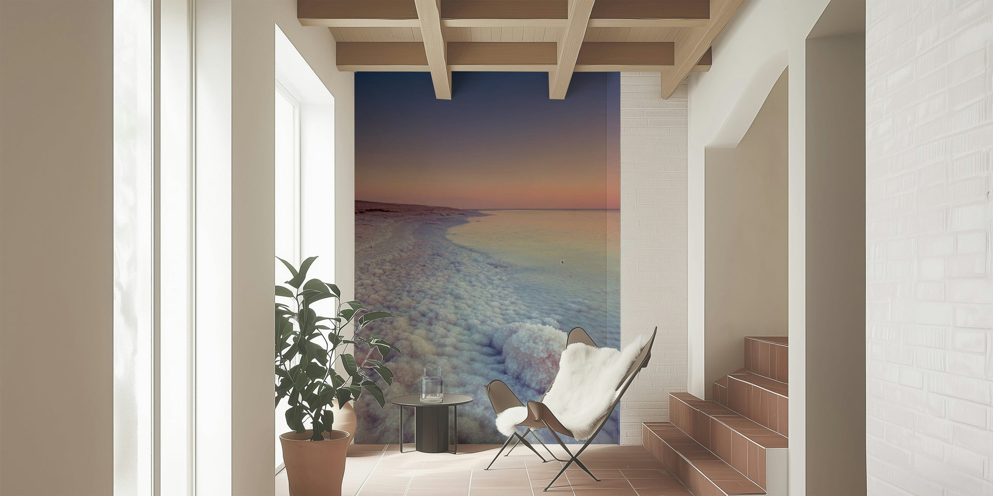 Calm Ethereal Coastline wallpaper, fluffy salt deposits, beautiful ocean scene.