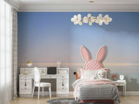 The peel and stick wallpaper showing realistic water textures.

