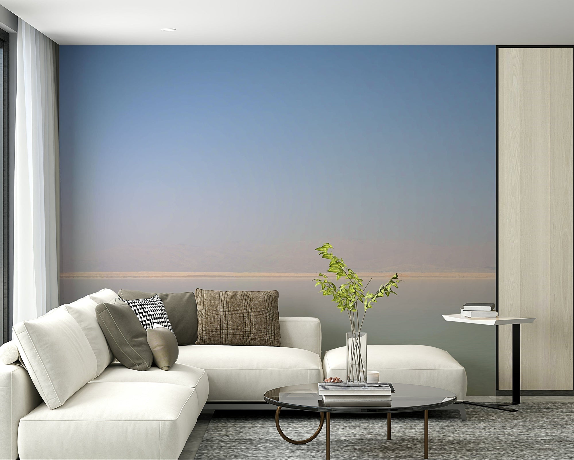 A beautiful panoramic view of the Dead Sea and its unique shoreline.

