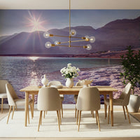 Vibrant Dead Sea Sunset print sparkling water mountain range.