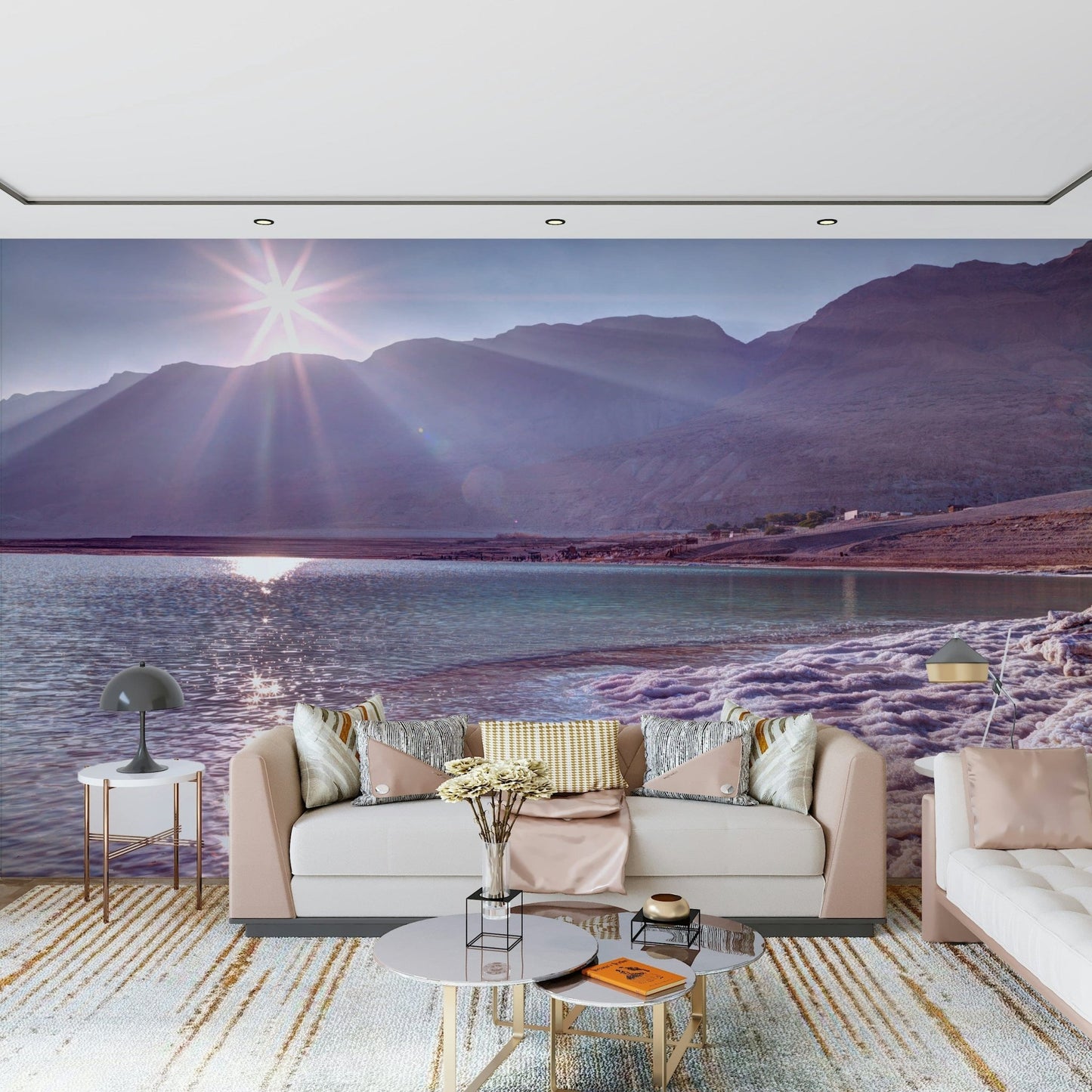 Dramatic Dead Sea Sunset scenery custom wallpaper print.