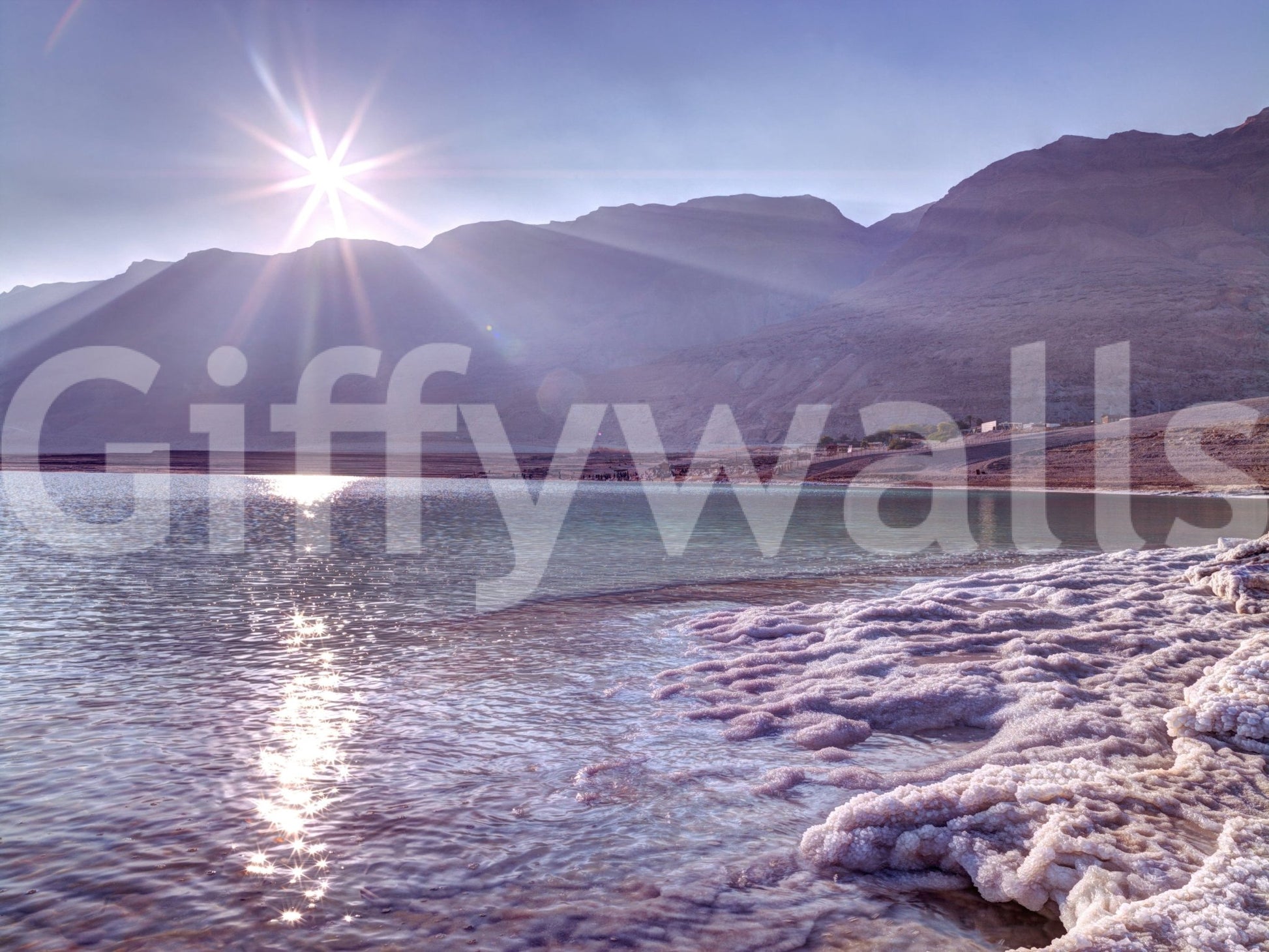 Radiant Dead Sea Sunset peel stick mural bedroom office.