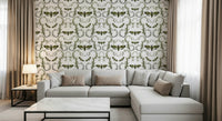 Leaf detail frames the Living room on this Death's-Head Hawkmoth Wallpaper.