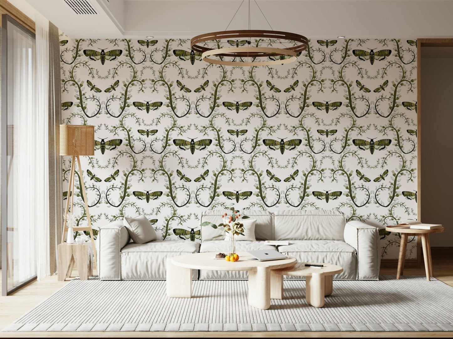 Mirror-image arches shape the Death's-Head Hawkmoth Wallpaper in clean repeats.