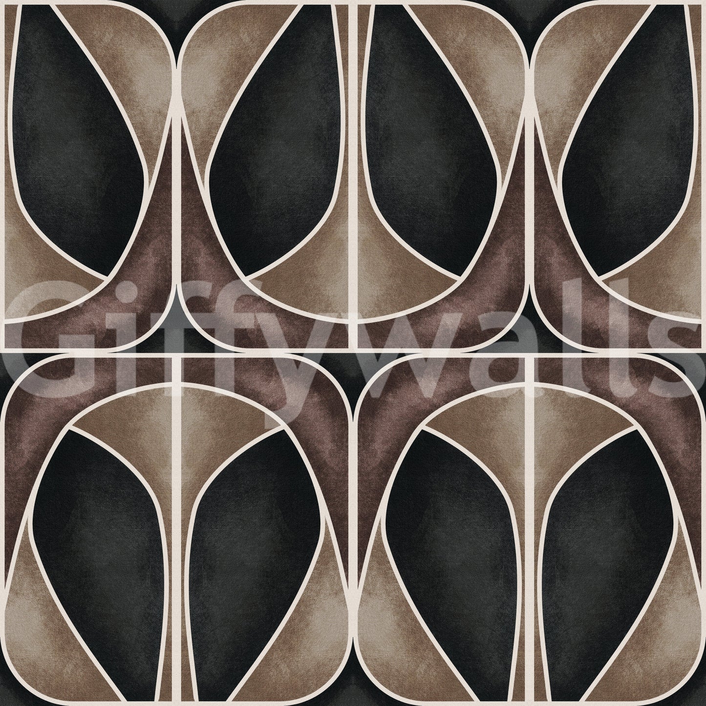 Mid-century Softy Dèco Geometries Dramatic Charm wall mural art.