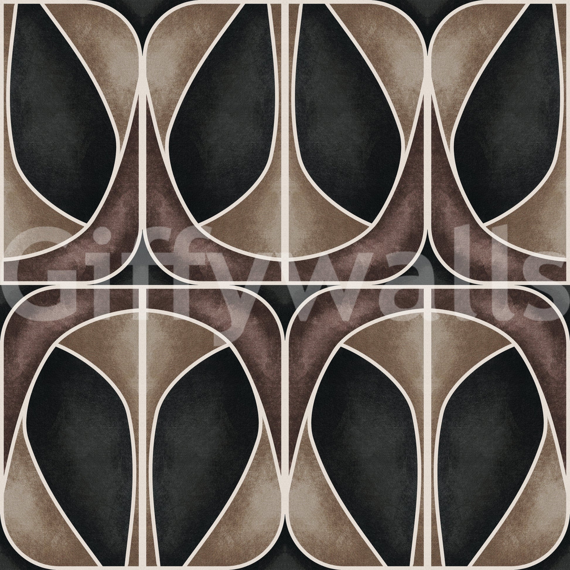 Mid-century Softy Dèco Geometries Dramatic Charm wall mural art.
