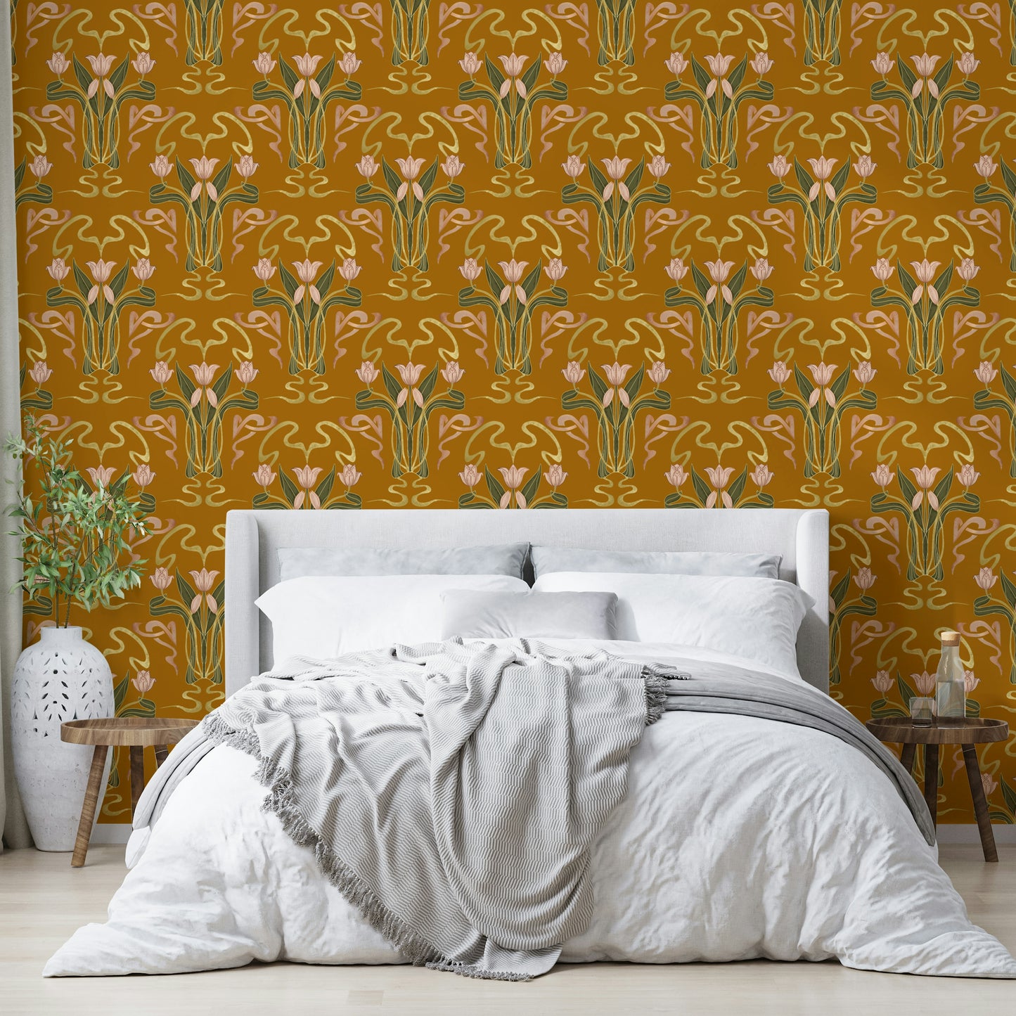 Ochre and beige wall mural

