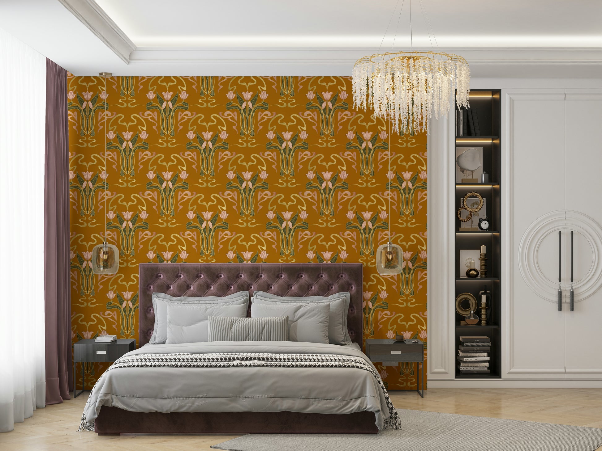 Art Deco floral wall design

