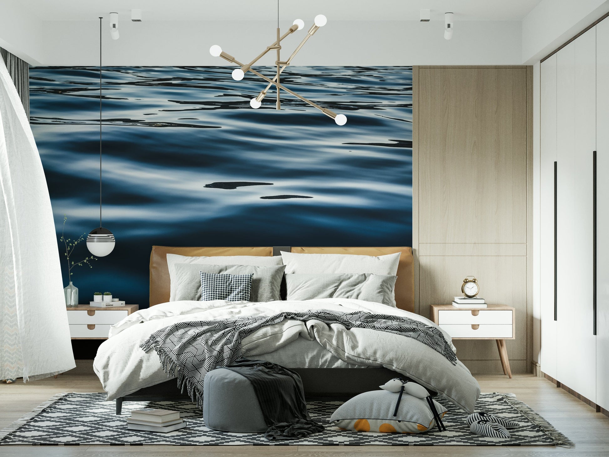 Ocean-inspired Deep Blue Serenity wall mural with smooth gradients for peaceful, modern décor.