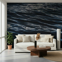 Deep Sea Ripples Wall Mural featuring textured blue water ripples in rich ocean tones.