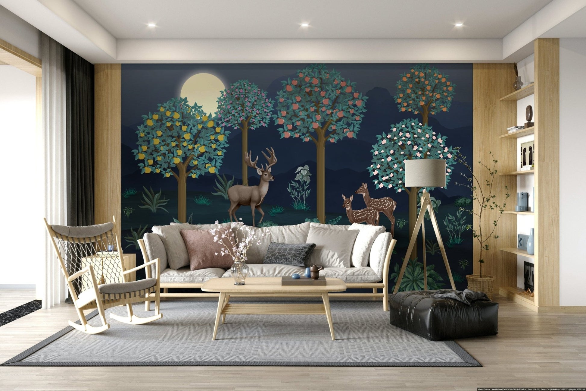 Detailed wildlife artwork for a minimalist bathroom home décor project.