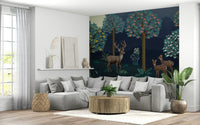 Nature inspired wall mural for a compact flat hallway.
