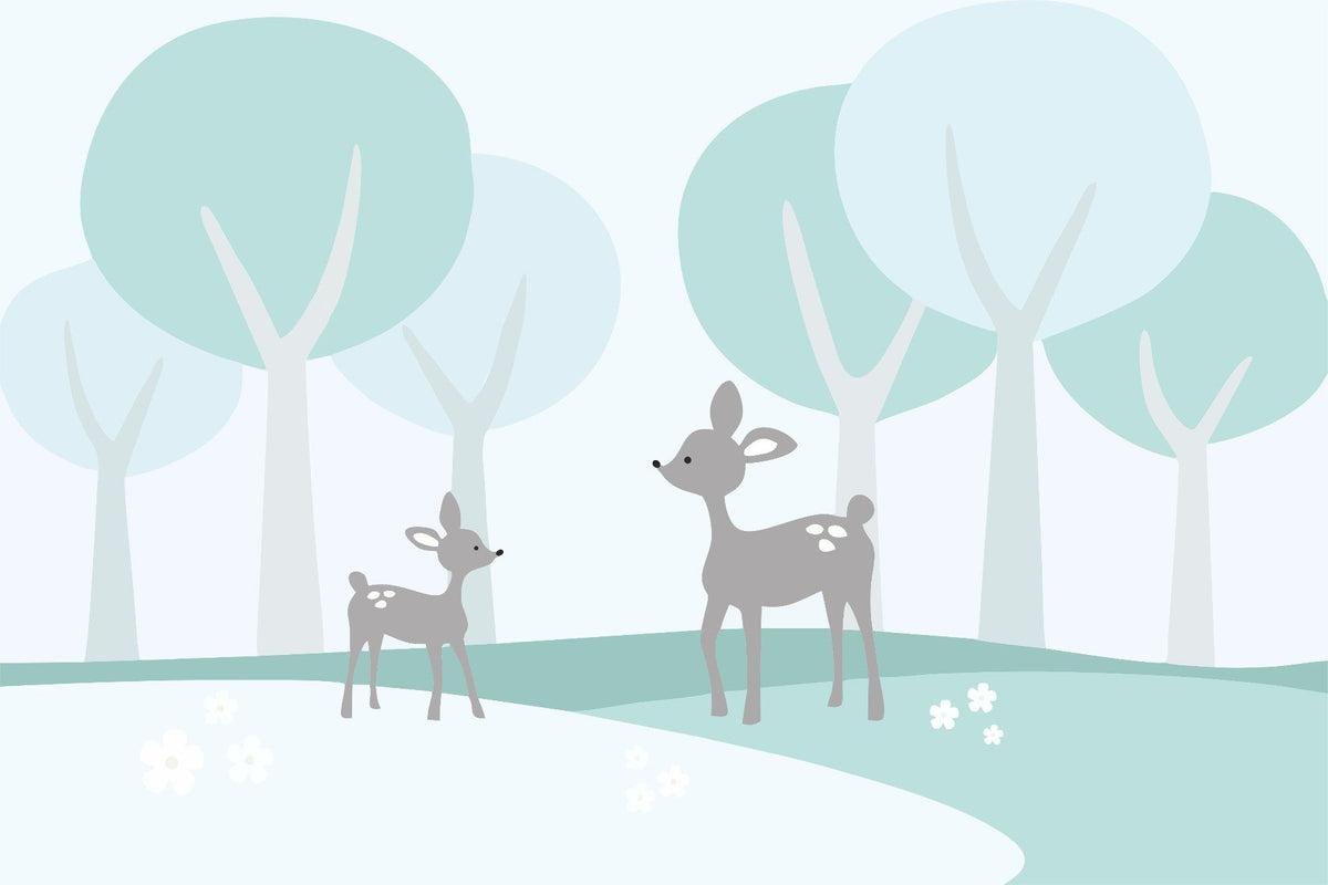 Nursery Area Fawn in Forest Wallpaper Mural in your room