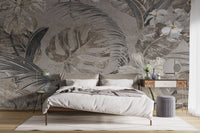 Flower and leaves Wallpaper Mural - Giffywalls