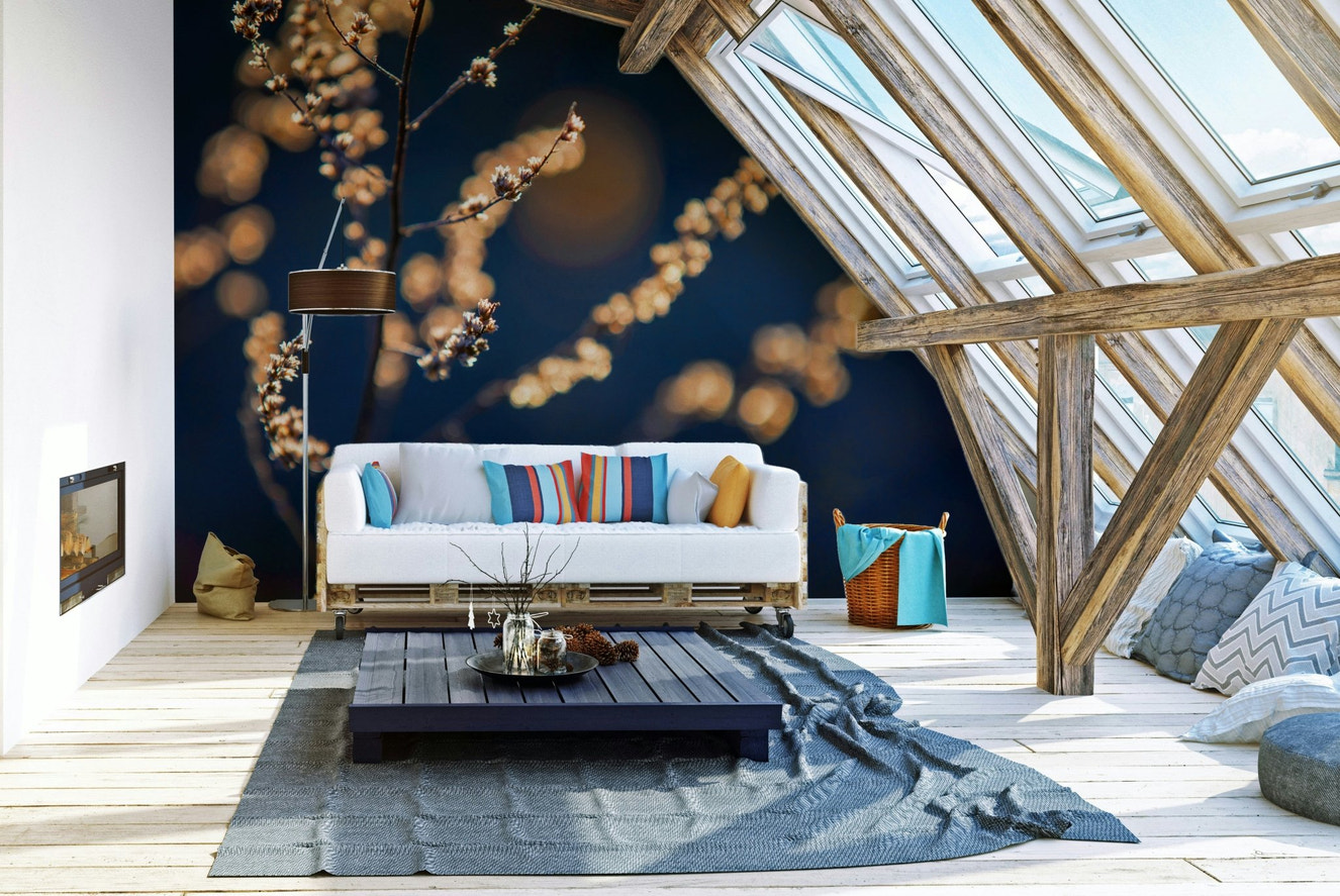 Floral grass mural wallpaper
