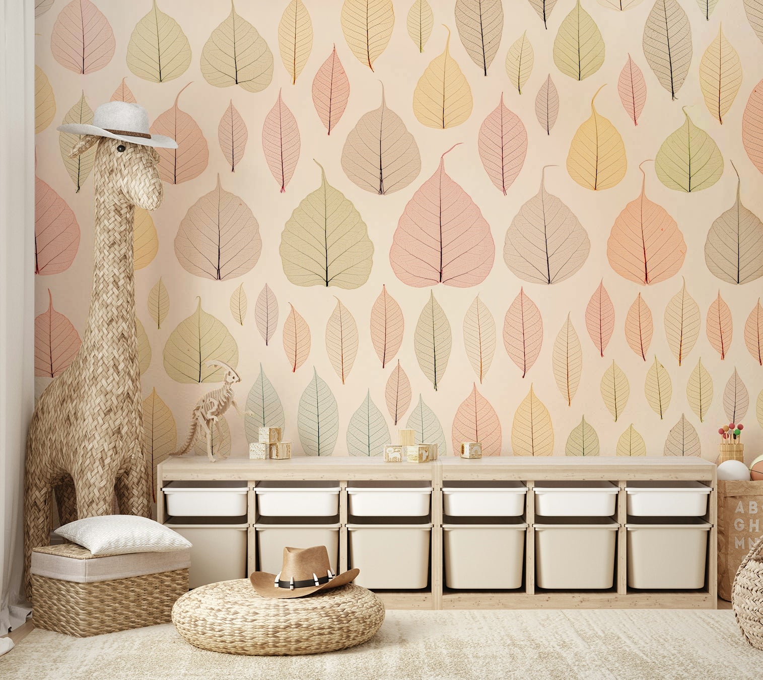 A close-up of the intricate leaf veins and soft colors.

