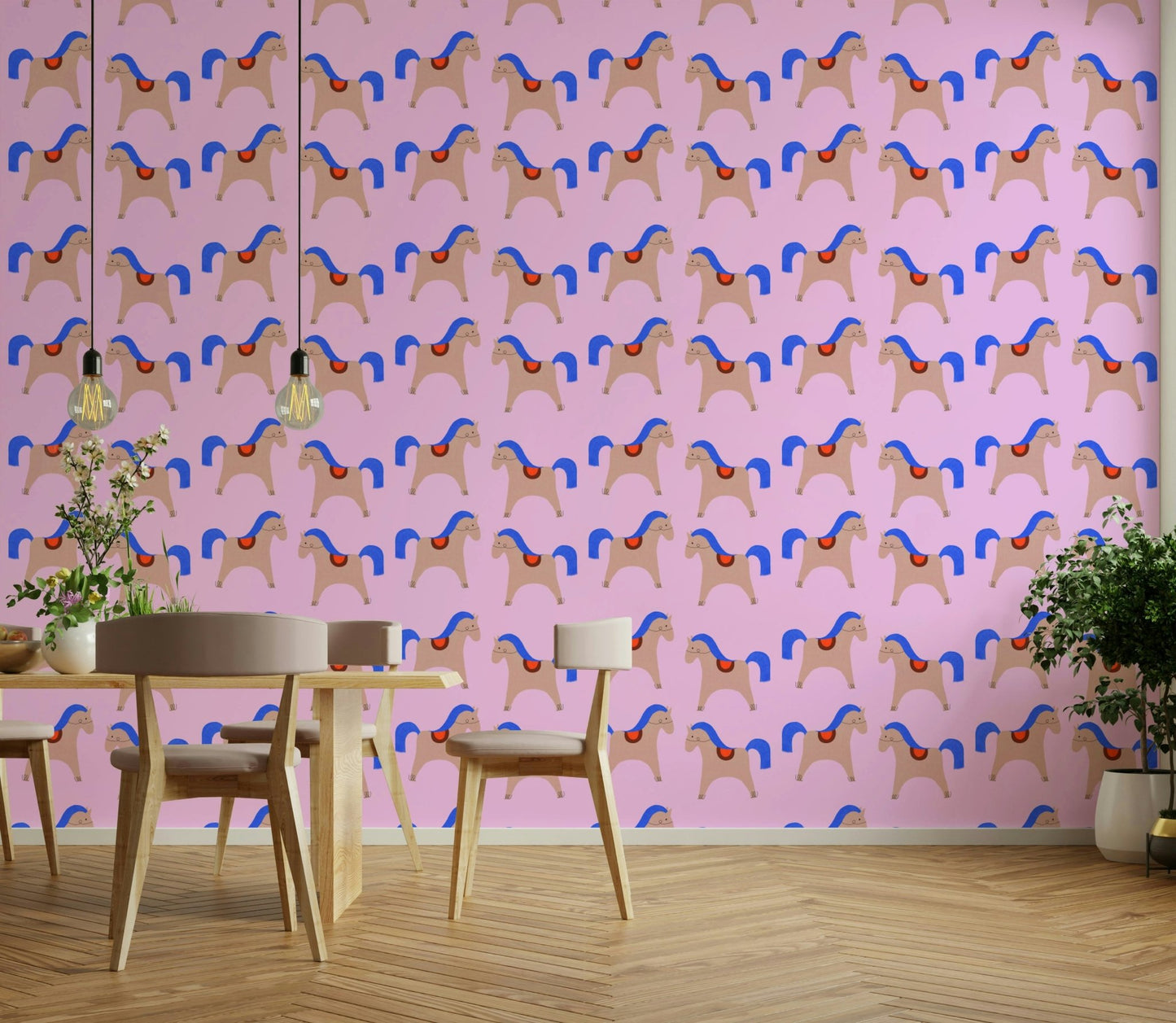 Abstract mural wallpaper with carousel-inspired style

