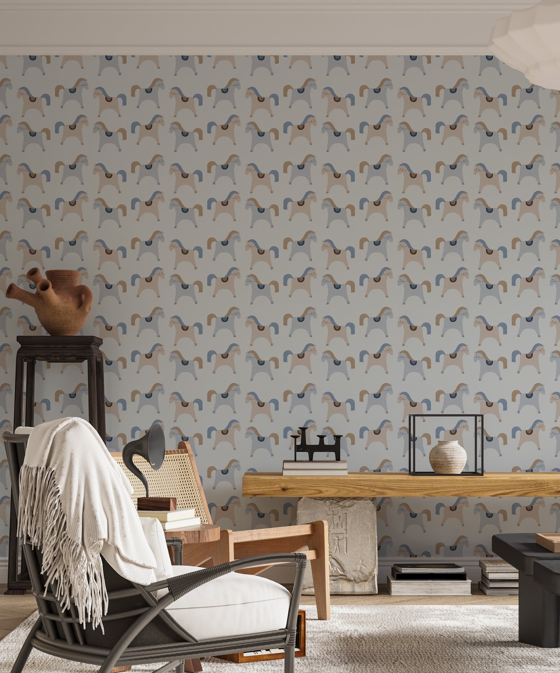 Peel and stick wallpaper with dreamy fairground theme

