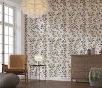 Watercolor blue flowers on Denim Dreams Floral wallpaper.