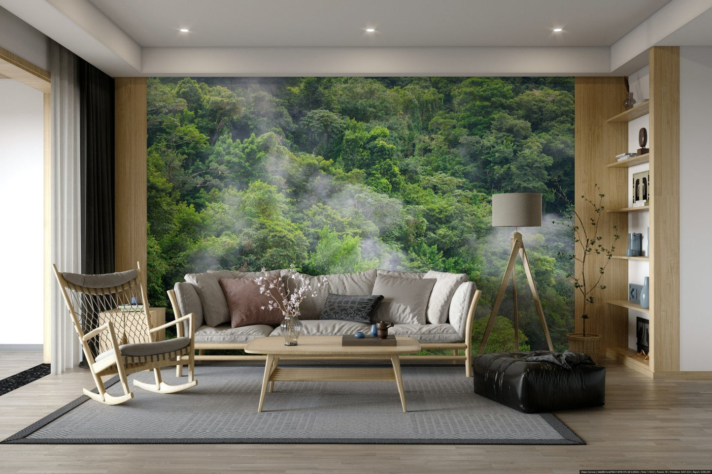 Green rainforest wall mural

