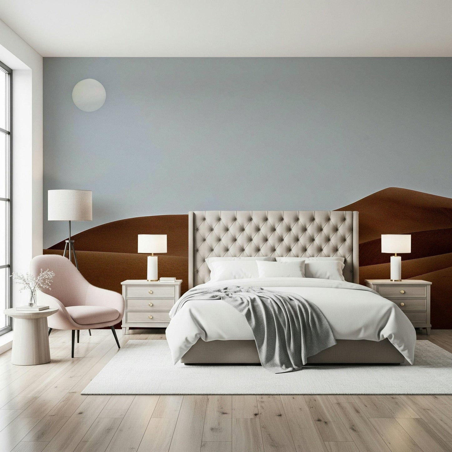 Dunes Under the Sun wallpaper mural, arid landscape wall decor.