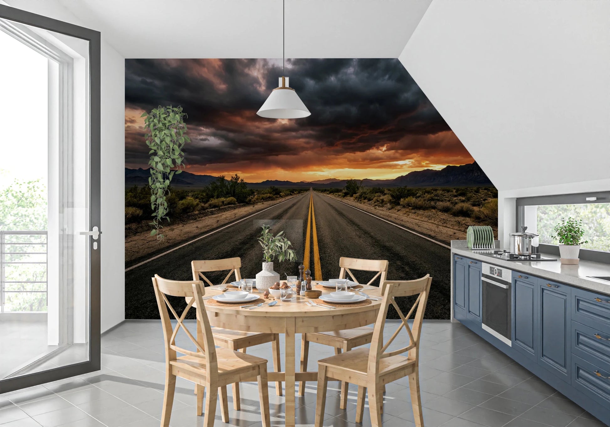 Desert Road Dusk Wall Mural