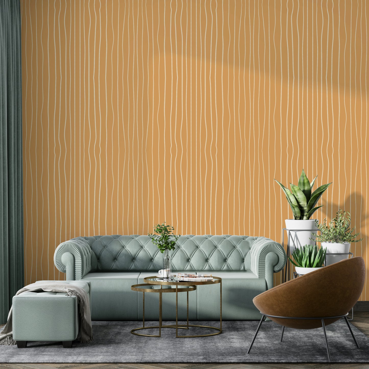 Minimal line wallpaper in sandy beige

