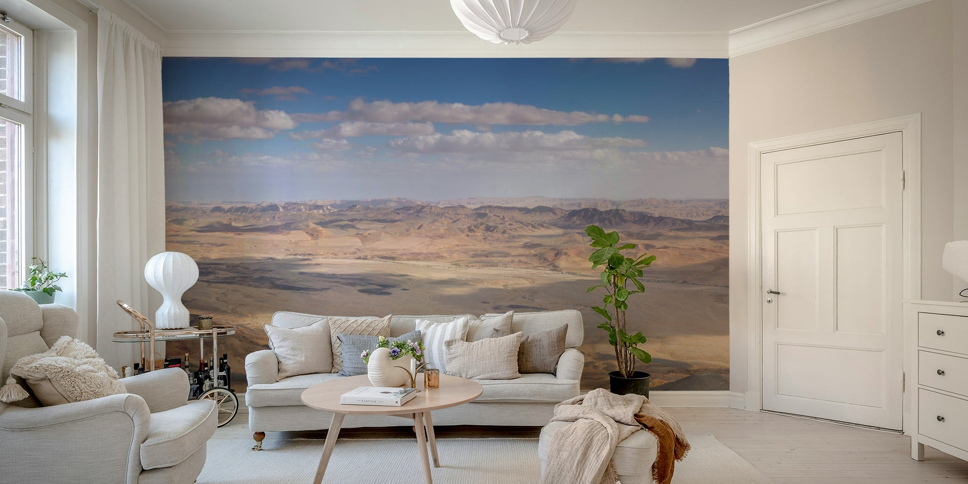 The mural gives a feeling of open space and quiet.

