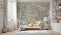 Detailed map of the USA with cities in muted watercolor, HABIKI Wall Mural
