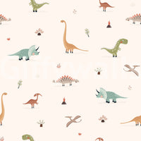 Educational Dino Dreamland wall mural highlighting different species.