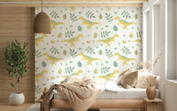 Soft, playful dinosaur motifs ideal for a comforting nursery design.