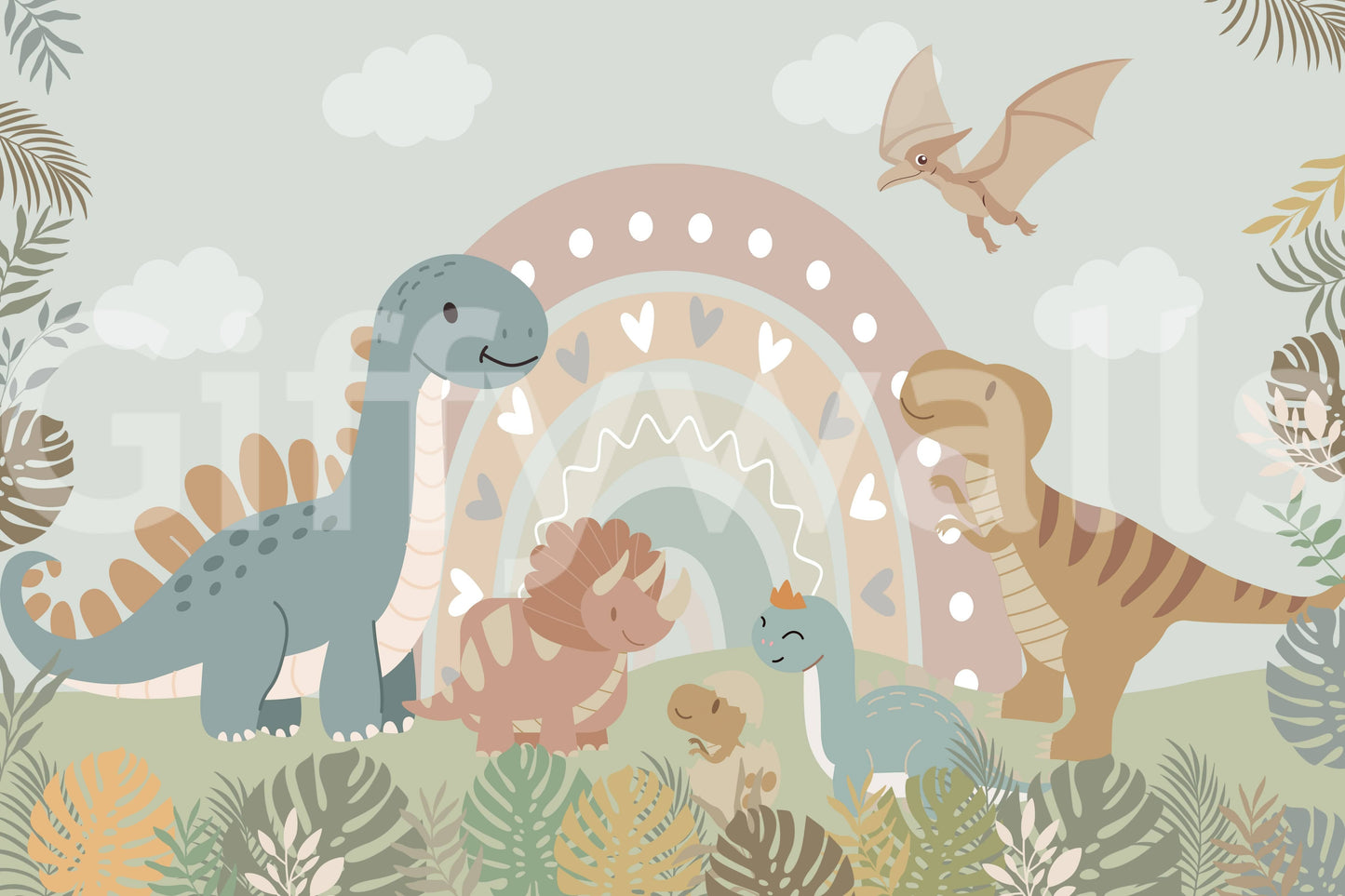 The style is a soft-focus illustration or a painterly design.

