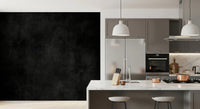 Dirty Paper - Cave wallpaper mural of a black grunge wall next to a grey kitchen island with barstools