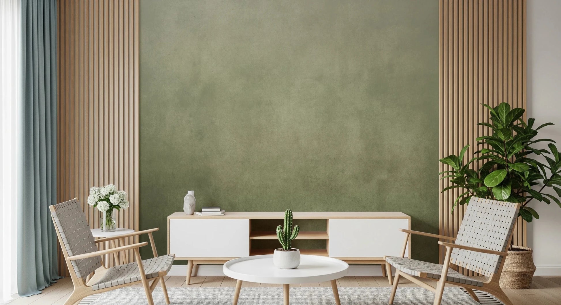 Dirty Paper - Ombre Olive Wall Mural