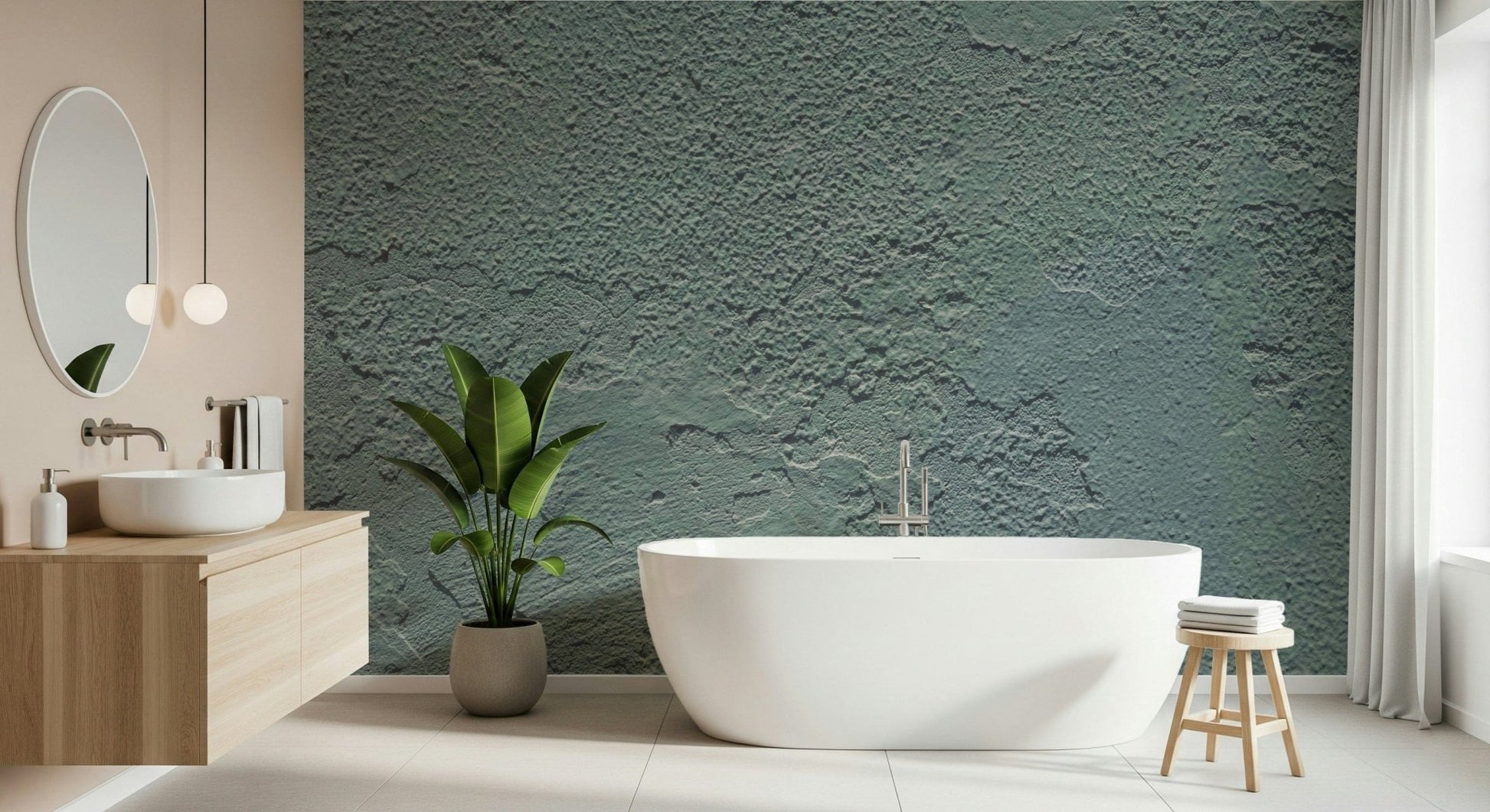 Aged Concrete Texture Wallpaper with Subtle Cracks and Peeling Layers for an Industrial Look.