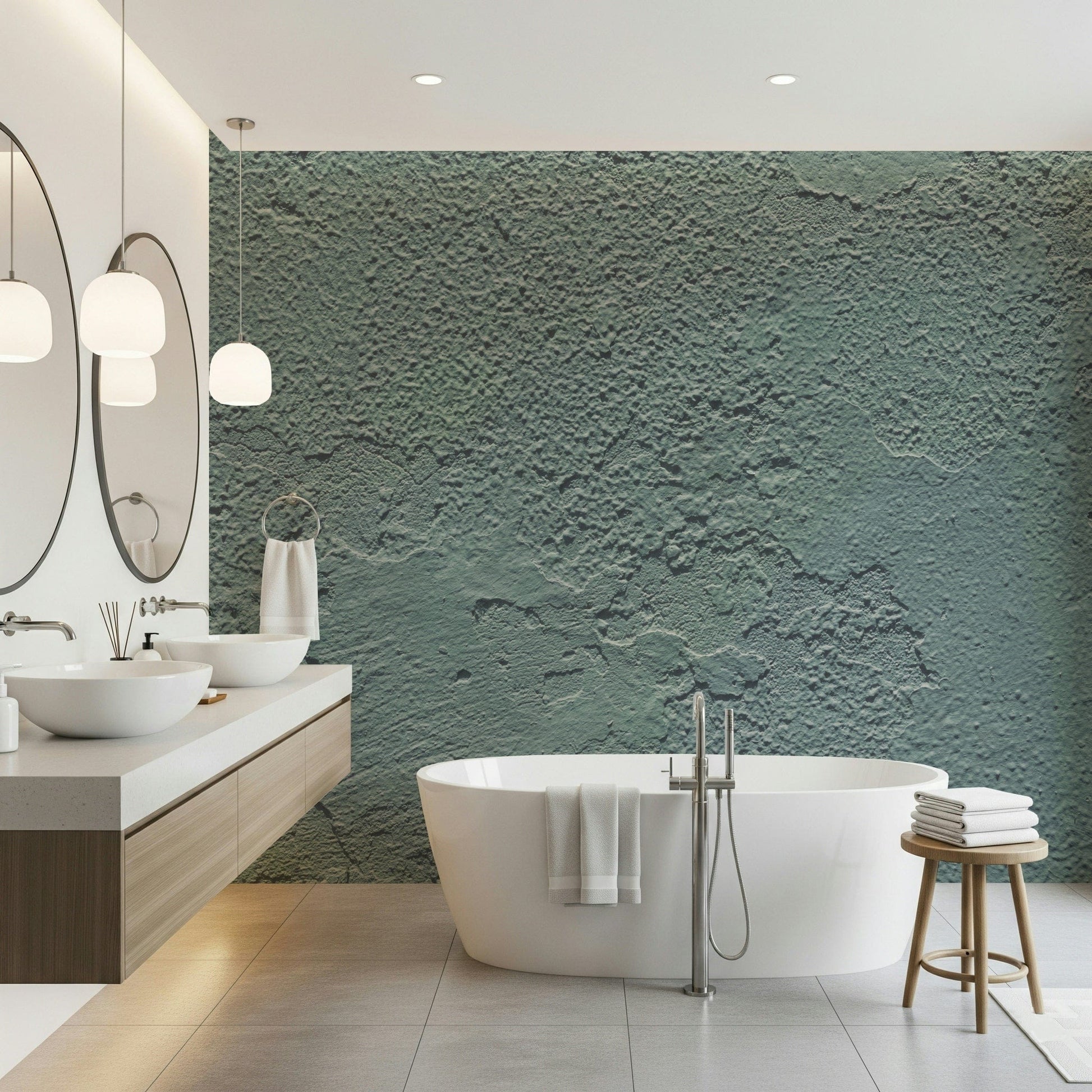 Grunge-Style Distressed Wall Mural with Soft Neutral Tones and Vintage Character.