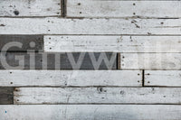 Distressed Wood Panel wallpaper mural close-up showing whitewashed weathered planks with grey accent boards
