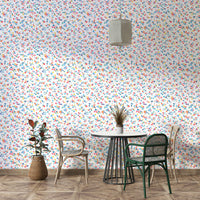 Scattered minimal flowers wallpaper in soft shades

