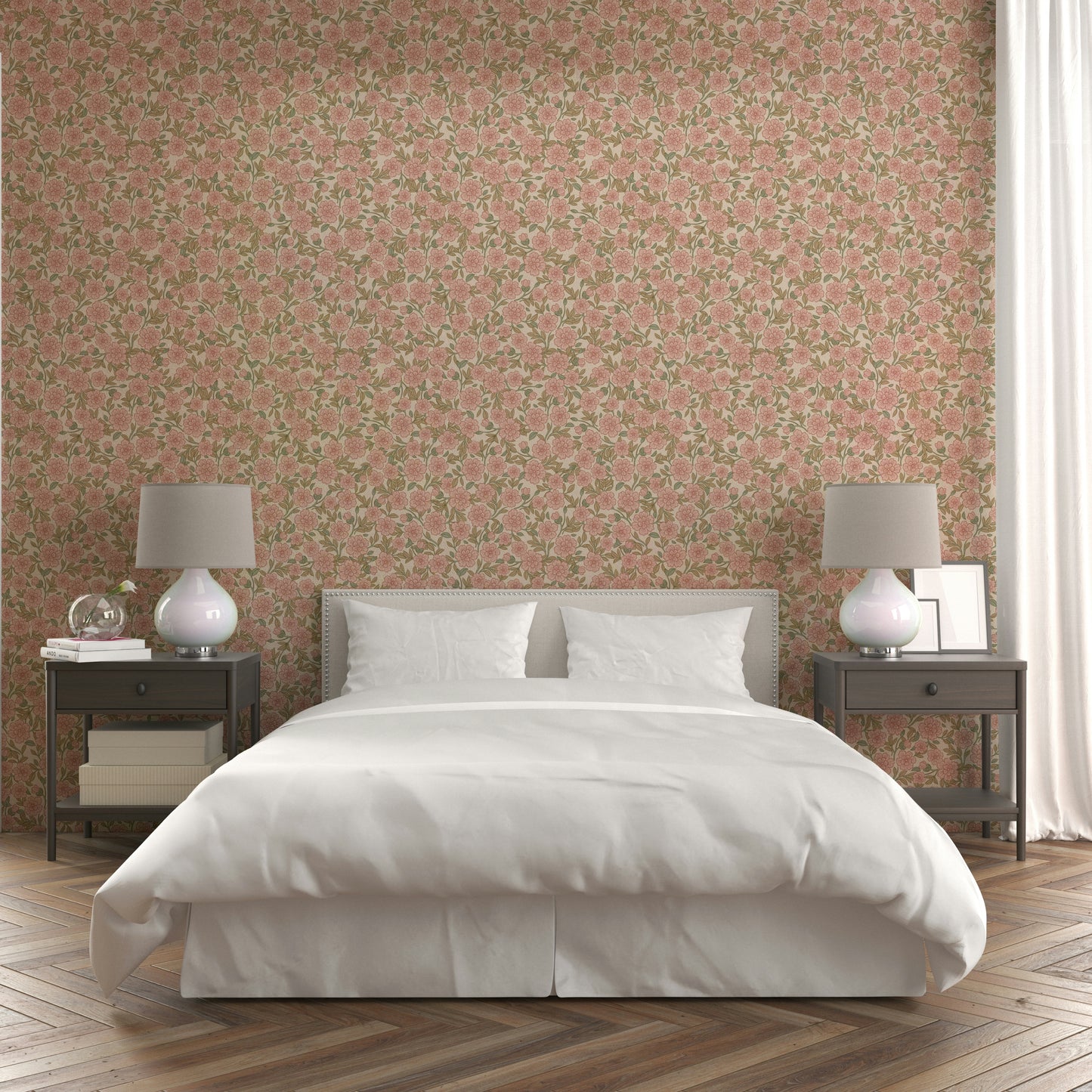 Juno Welcoming Walls Ditsy Peach Floral Wallpaper⁠