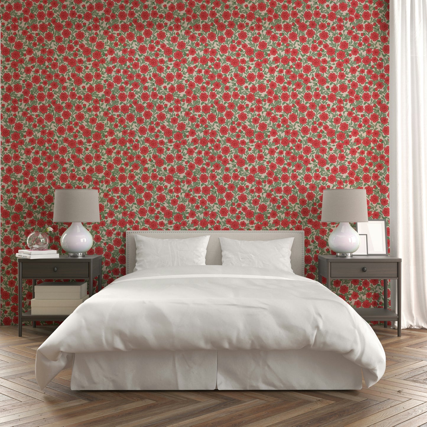 Light pink ditsy floral wallpaper for a cheerful look

