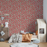 Delicate pink floral pattern wallpaper for inviting rooms

